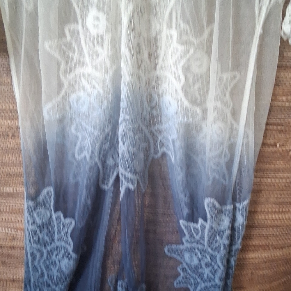 Boho Lace Kimono – Ombre Blue Fade & Romantic Lace - Picture 9 of 10
